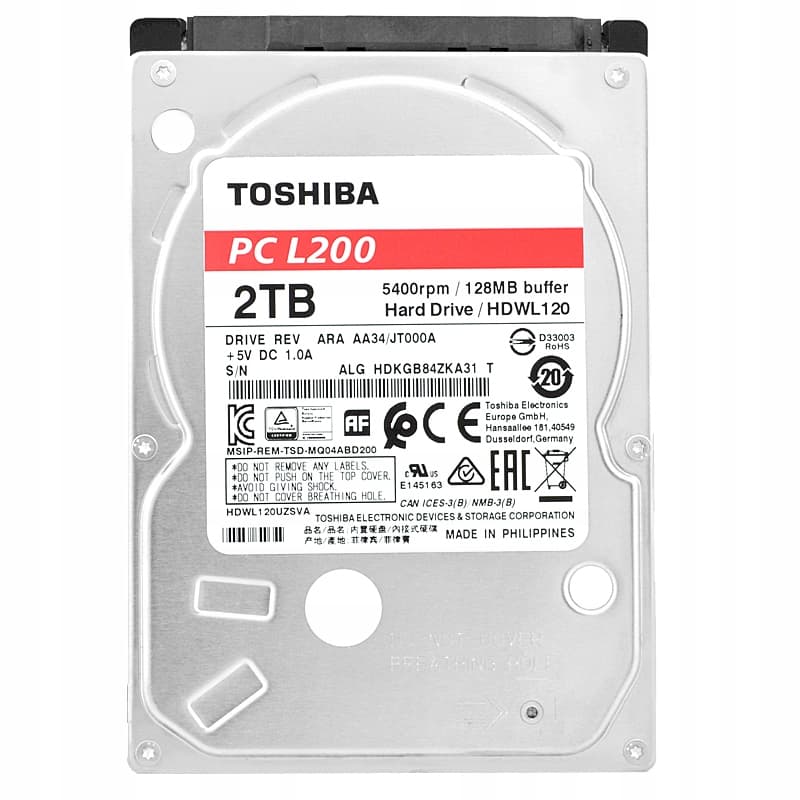 Toshiba L200 HDWL120UZSVA SATA 3.0 5400 RPM 2.5" 2 TB Harddisk