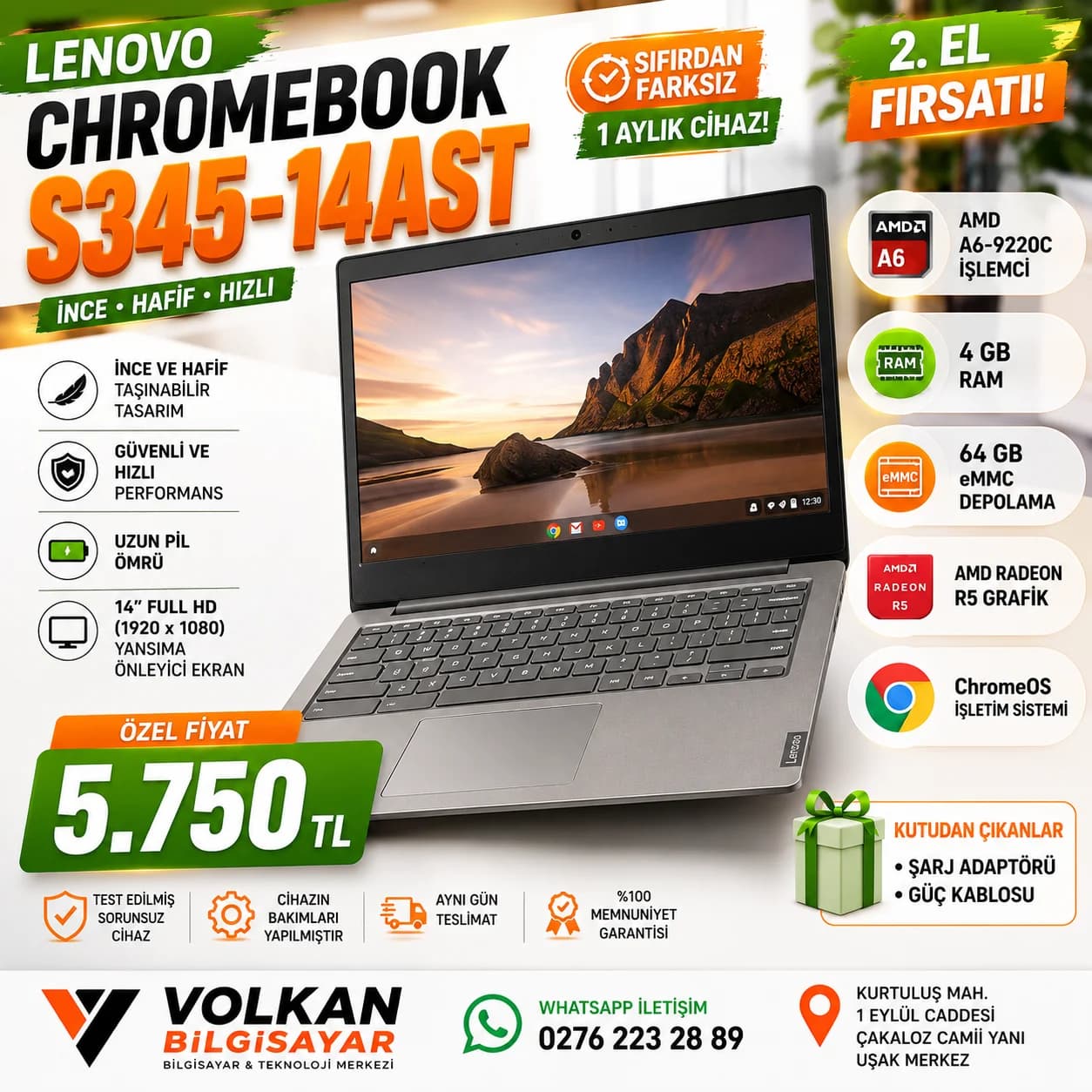 Lenovo Chromebook S345 Sıfırdan Farksız 1 Aylık